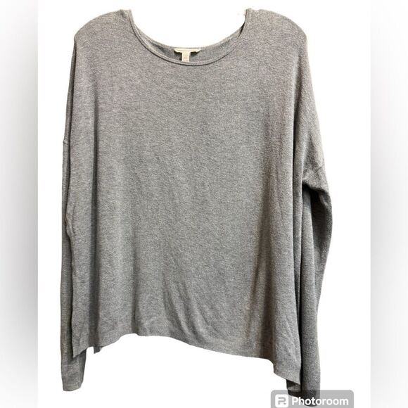 Eileen Fisher Torma Bateau Neck Box Slouchy Sweater Top in Gray Size Medium - Picture 1 of 9
